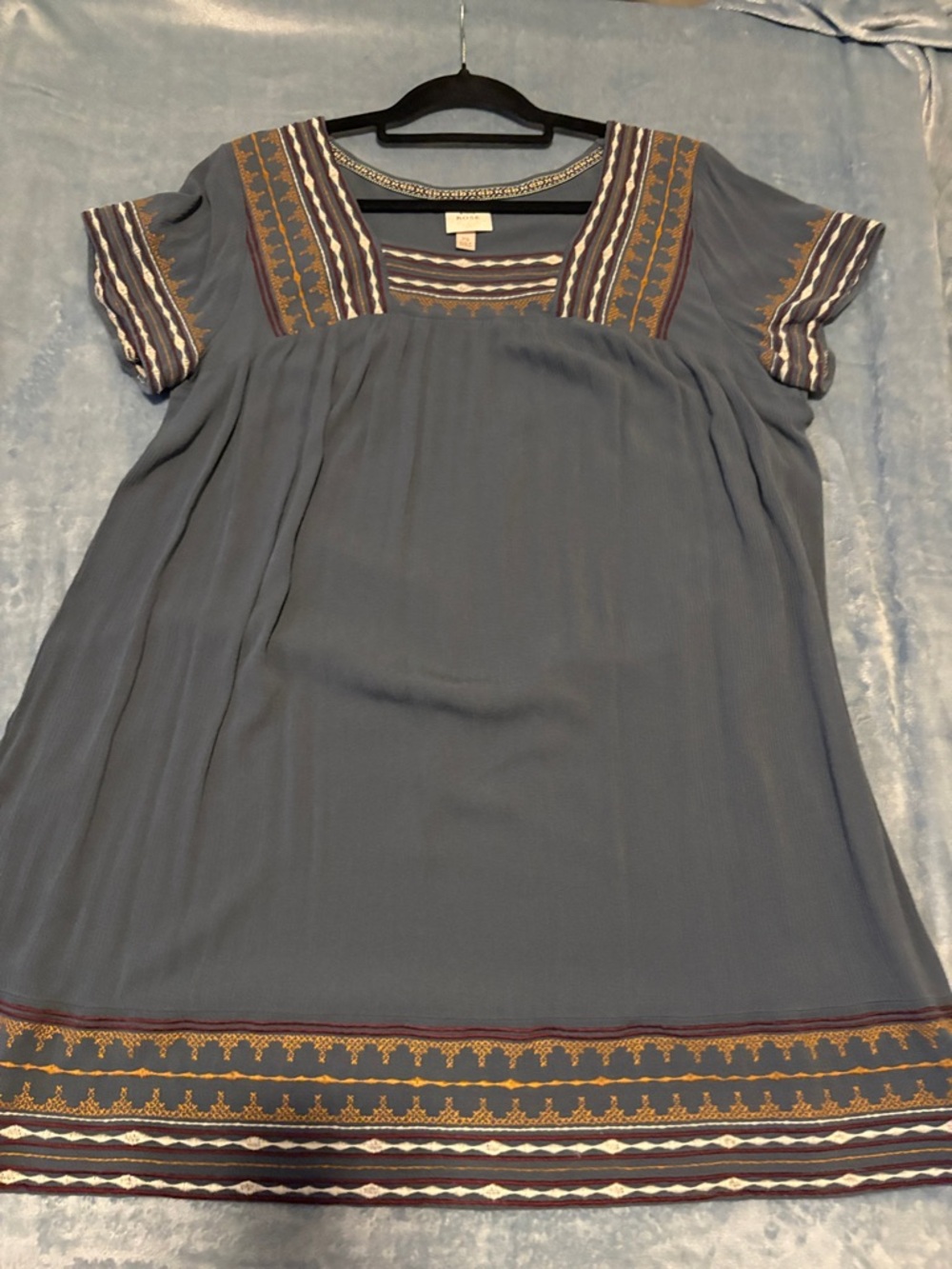 Knox Rose Slate Blue Embroidered Boho Midi Dress - Picture 5 of 7